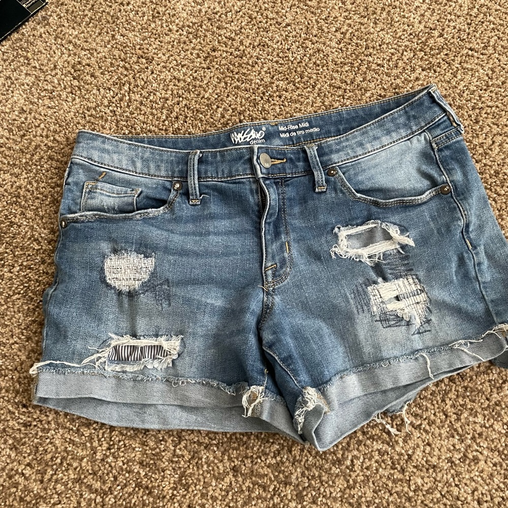 Moschino Blue Jean Shorts Distressed Mid-Rise